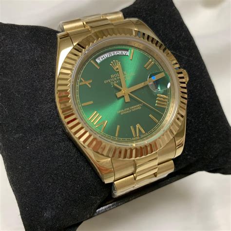 rolex damen grün grünes band gold|rolex green.